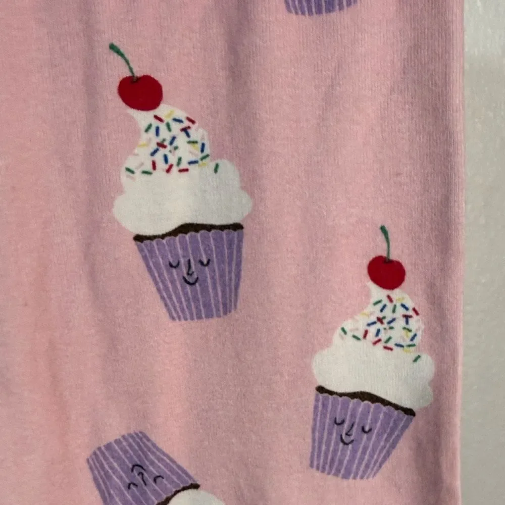 Hanna Andersson Pink Pajama Bottoms with Cupcake Print- Size 6-7